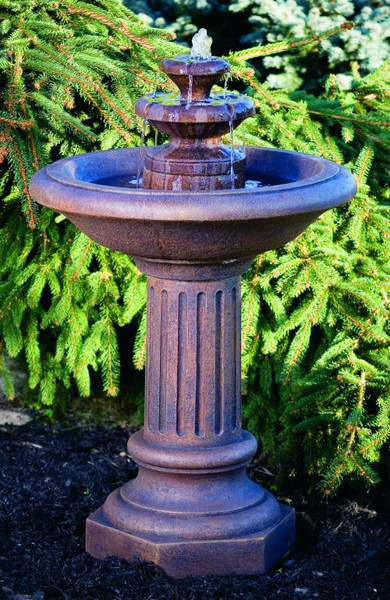 Roman Fluted Pedestal Garden Fountain Cement Grecian Artwork